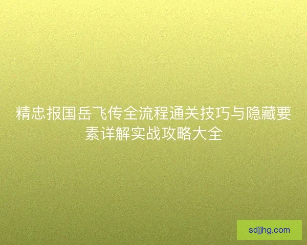 精忠报国岳飞传全流程通关技巧与隐藏要素详解实战攻略大全