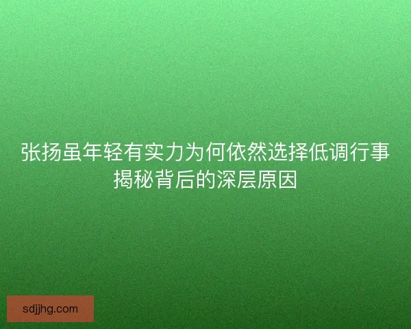 张扬虽年轻有实力为何依然选择低调行事揭秘背后的深层原因 张扬虽年轻有实力为何依然选择低调行事揭秘背后的深层原因
