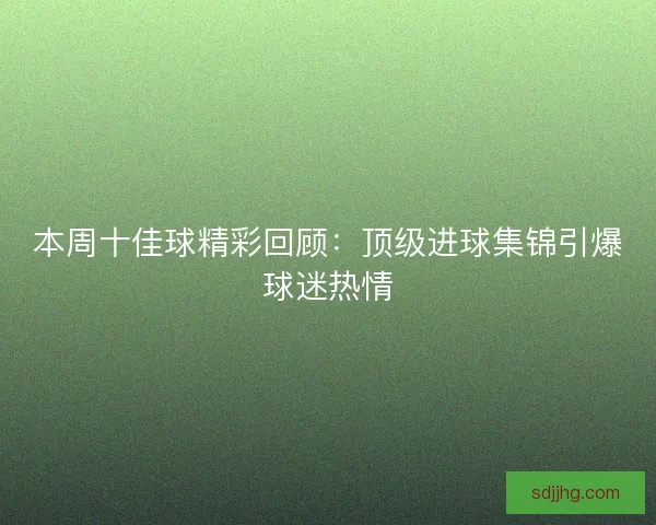 本周十佳球精彩回顾:顶级进球集锦引爆球迷热情 本周十佳球精彩回顾:顶级进球集锦引爆球迷热情
